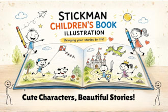 draw unique stickman and stick figure illustrations
