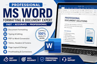 do professional ms word formatting, editing, typing and document design