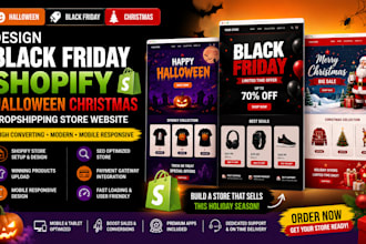 design black friday shopify halloween christmas dropshipping store website