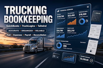 do trucking bookkeeping using quickbooks, trucklogics and tailwind