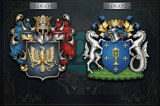 design heraldic, coat of arms and custom family crest logo