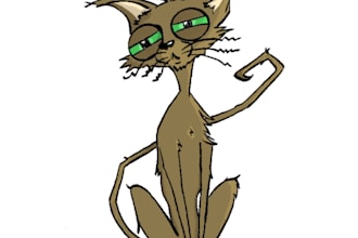 draw your cat as an expressive and funny cartoon character