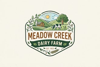design a fresh dairy farm logo for your brand