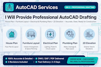 do autocad 2d and 3d professional drawing floor plan house plan