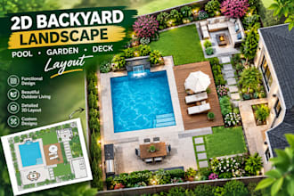 design 2d backyard landscape pool garden and deck layout