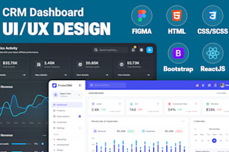 design CRM dashboard ui ux with figma and front end development