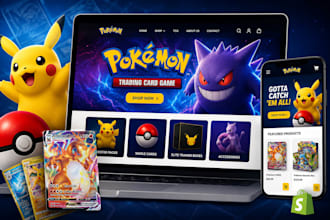 design pokemon shopify store, trading card game website, tcg store for collector