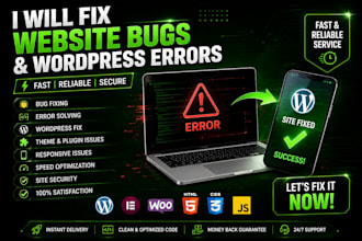 fix wordpress errors, html css bugs and responsive layout issues