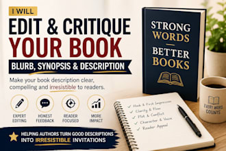 line edit manuscript critique book blurb, synopsis and description for authors