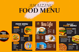 create amaizing bar menu,cafe menu,recipe card design