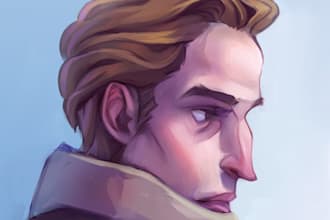 draw your humanoid characters in a painterly digital style