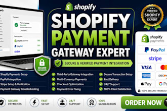 integrate shopify payment gateway, paypal,stripe, checkout fix setup