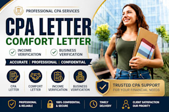prepare CPA letter comfort letter income verification business verification