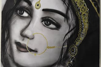 do something  realistic charcoal portraits sketching madhubani pastel  paper art