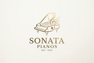 design an elegant piano logo for your brand