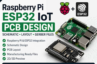 raspberry pi esp32 iot pcb, schematic, layout, gerber files