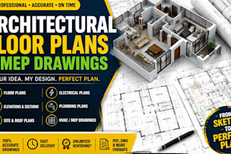 draw architectural floor plans, elevations, sections and mep drawings