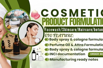 formulate skincare, haircare products and face wash formulas as cosmetic chemist