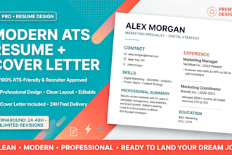 make professional ats resume CV and cover letter design