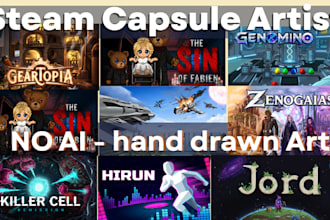 create steam capsule art, steam game art and steam store page graphics