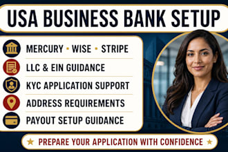 usa bank creation for all country with mercury slash stripe USA physical address