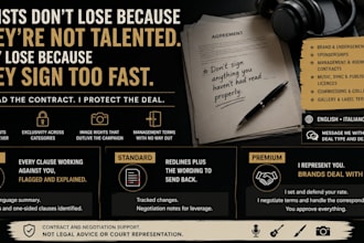review contract, IP and negotiate for creatives and athletes