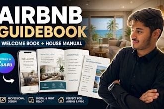 design an airbnb guidebook, welcome book and house manual