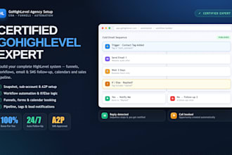 am your certified gohighlevel expert for CRM setup funnel and automation