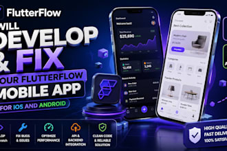 develop and fix your flutterflow mobile app for ios and android, flutterflow app