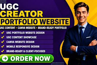design ugc creator portfolio website, ugc content,  ugc portfolio canva website