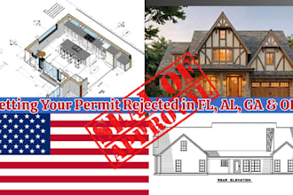 draw architectural floor plan, blueprint,city permit drawings in fl al ga and oh