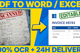 convert scanned PDF, image, jpg to editable word and excel with ocr