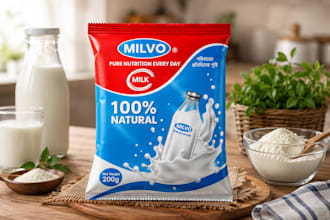 premium milk powder packaging, pouch and label design