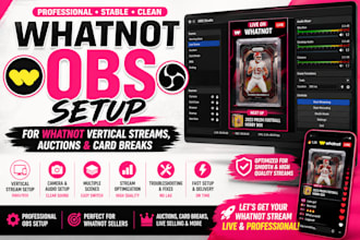 setup obs studio for whatnot vertical streams, auctions and card breaks