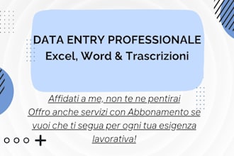 data entry specialist ed elaborazione dati excel