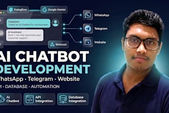 buil ai chatbots for websites ,telegram and whatsapp