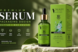 design premium skincare serum bottle and box packaging