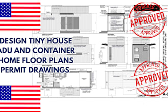 design tiny house adu and container home floor plans permit drawings tx oh fl az