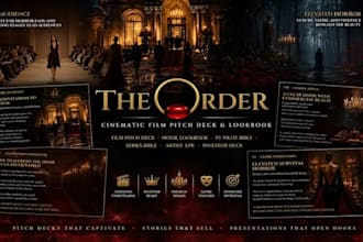 design cinematic film pitch deck movie lookbook artist epk TV pilot bible series