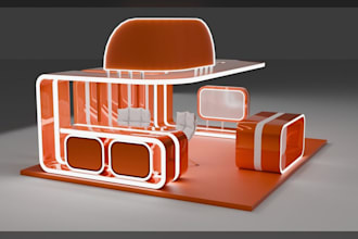 design 3d exhibition stand, trade show booth and retail kiosk renders
