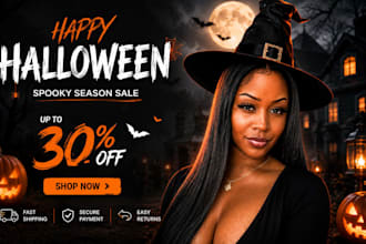 design a spooky halloween sale banner for shopify store