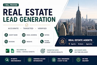 generate targeted real estate leads and do web research
