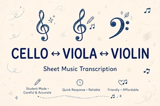 transcribe cello sheet music to viola in alto clef accurately
