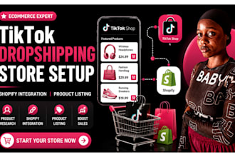 set up  tik tok shop dropshipping store, shopify integration and product listing