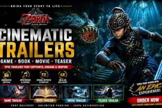 create cinematic game trailer, short film, book trailer, movie trailer, teaser