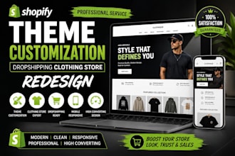 shopify theme customization dropshipping clothing store redesign fashion online