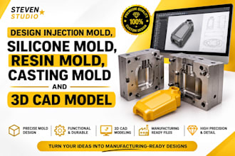 design injection mold, silicone mold, resin mold, casting mold and 3d cad model
