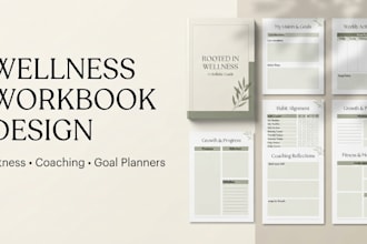 design wellness coaching workbook, fitness guide, goal planner, healthy handbook