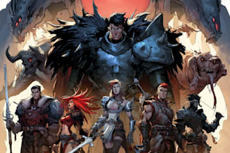 create an epic dnd adventuring party illustration