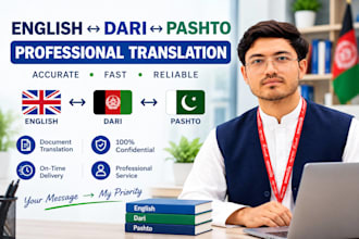 professionally translate english, dari and pashto